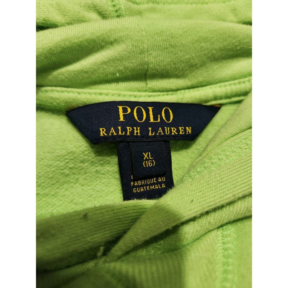 Polo Ralph Lauren Girls Big Pony Lime Green/Pink Hoodie Size XL - Picture 3 of 7